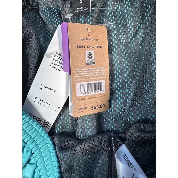 Patagonia Baggies Long Nylon Blend Light Green Swim Relaxed Fit Mens Size S NWT - Picture 7 of 9